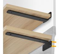 VEVOR Équerre d'étagère, 261 x 100 x 45mm, supports d'étagères flottants robustes, 6 pièces, supports pour étagères en L noir mat de 5 mm d'épaisseur, en acier avec une capacité de charge de 72,6 kg