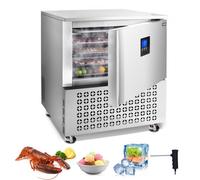 VEVOR Surgélateur Commercial 114 L, Congélateur Rapide avec 5 Plateaux, Congélateur Coffre avec 4 Modes de Congélation, en Acier Inoxydable, Mobile avec Roulettes, pour Fruits de Mer, Restaurant