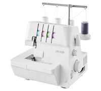 VEVOR Surjeteuse 1250 Points par Minute, Machine à Surjeter Compatibilité 2/3/4 Fils, Machine à Coudre pour Divers Tissus, Entraînement Différentiel 0,7-2,0, avec Bras Libre et Éclairage LED, Blanche