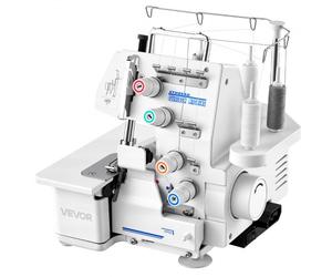 VEVOR Surjeteuse 1250 Points par Minute, Machine à Surjeter Compatibilité 3 et 4 Fils, Machine à Coudre pour Divers Tissus, avec Éclairage LED et Ventouses Puissantes, Châssis Métallique, Blanche