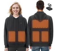 VEVOR Sweat à Capuche Chauffant Batterie Externe Unisexe Homme Femme XXL Noir