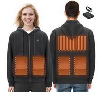 VEVOR Sweat Capuche Chauffant Fermeture Éclair Batterie Unisexe Homme Femme XXXL