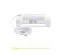 VEVOR Système de chloration d'eau salée, pour piscines creusées de 151,4 kL, Cellule de chloration de Piscine, Compatible avec Hayward W3T-Cell-15 (T15), 28,7 g/h, avec Ligne électrique 4,6 m, Blanc