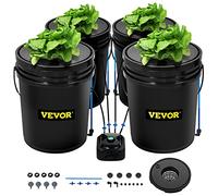 VEVOR Système de Culture Hydroponique DWC, Kit de Culture en Eau Profonde 20 L 4 Seaux, avec Pompe à Air, Pierres à Air, Dispositif de Niveau d'eau, Système Hydroponique DWC pour Légumes à Feuilles