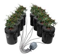 VEVOR Système de Culture Hydroponique DWC, Kit de Culture en Eau Profonde 20 L 8 Seaux, avec Pompe à Air, Pierres à Air, Dispositif de Niveau d'Eau, Système Hydroponique DWC pour Légumes à Feuilles