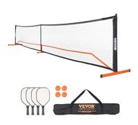 VEVOR Système de Filet de Pickleball Portable, Filet de Taille Réglementaire 673 cm, Cadre en Métal Stable Résistant aux Intempéries et Filet en PE Solide, Jeu en Plein Air avec Sac Raquettes Balles