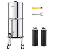 VEVOR Système de filtration d'eau par gravité 15,5 L – 2 filtres à charbon, robinet, support