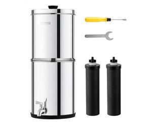 VEVOR Système de Filtration d'Eau par Gravité 5,5 L, Filtre à Eau par Gravité de Comptoir, en Inox 304, Réduction du Plomb et jusqu'à 99 % du Chlore, avec 2 Filtres à Charbon et Robinet, Domicile