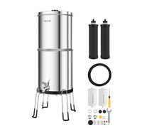 VEVOR Système de Filtration d'Eau par Gravité 8,52 L avec 4 Filtres à Eau, Pour Camping, Fontaine Filtrante Inox Réduction du Plomb et Jusqu'à 99 % du Chlore, Cartouches au Charbon Actif et Anti-fluor