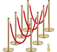 VEVOR Poteau de Guidage, 8 PCS Poteaux d'Or de Séparation, Poteau de file d'attente 90 cm Barrière Balisage Stable en Acier Inoxydable