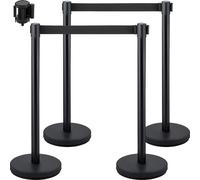 VEVOR Système de guidage des personnes 4 poteaux, hauteur totale 90 cm Barrière VIP avec adaptateur à quatre voies, poteaux de délimitation, poteaux de barrage avec ceinture de 2 m de long pour aéropo
