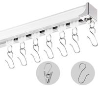 VEVOR Système de rail pour rideaux de plafond coulissant Set 2,7 m Rail pour rideaux de séparation de pièce Support pour montage au plafond/mur pour salon chambre à coucher