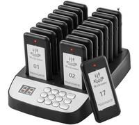 VEVOR Système de Téléavertisseur de Restaurant, Bipeurs Restaurant sans Fil Longue Portée de 500 m, avec Vibration et Clignotant, 16 Buzzers pour File d'Attente, Camion Restaurant, Café, Magasin