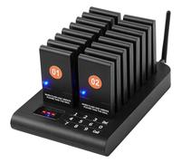 VEVOR Système de téléavertisseur sans fil 16 bipeurs pour restaurant, portée 500 m, clignotant