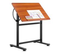 VEVOR Table à Dessin Inclinable 0°-90°, Bureau pour Dessinateur avec Cadre en H Noir et Plateau Marron, Table d'Architecte en Bois, Poste de Travail pour Peintre Ingénieur Artiste, Maison Bureau