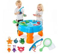 VEVOR Table à Eau avec 9 Accessoires, Table de Jeux d'eau Enfant, Jeu de Pêche Été, Jouets d'Activités Sensorielles Aquatiques Intérieur Extérieur pour Tout-Petits, Garçons, Filles de 3 Ans et Plus