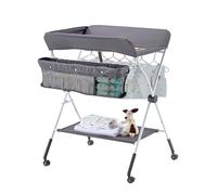 VEVOR Table à langer pliable – Panier latéral, roulettes verrouillables, réglable, Gris foncé