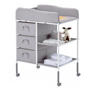 VEVOR Table à Langer Portable pour Bébés avec 3 Tiroirs et Roulettes Gris