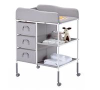 VEVOR Table à Langer Portable pour Bébés avec 3 Tiroirs et Roulettes Gris
