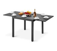 VEVOR Table à manger extensible pour patio extérieur, table de bistro rectangulaire 80-160 cm pour 4-6 personnes, cadre en aluminium et lattes en acier, grand meuble pour jardin, terrasse, gris foncé