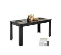 VEVOR Table à manger rectangulaire 160 cm, grande table de salle à manger en bois pour 4 à 6 personnes, mobilier moderne, bureau de conférence supportant 150 kg, pour cuisine salon, noir (table seule)