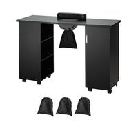 VEVOR Table à ongles de manucure, station de manucure mobile avec collecteur de poussière puissant, bureau technique des ongles en MDF avec 8 roues verrouillables, 3 sacs à poussière et repose-poignet