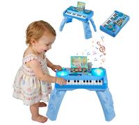 VEVOR Table Activité Bébé 6 Mois et Plus Table Apprentissage Bébé 16 Jeux Jouet Musical Éducatif pour Éveil Enfants Garçon Fille Cadeau d'Anniversaire, avec Platine DJ Enregistrement et LED, 133 Sons