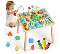 VEVOR Table Activité Montessori Bébé 6 Mois et Plus Table Apprentissage Montessori Bébé en Bois pour Éveil Développer Coordination Sens du Rythme Enfants Garçon Fille Cadeau d'Anniversaire, 13 en 1