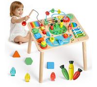 VEVOR Table Activité Montessori Bébé 6 Mois et Plus Table Apprentissage Montessori Bébé en Bois pour Éveil Développer Coordination Sens du Rythme Enfants Garçon Fille Cadeau d'Anniversaire, 13 en 1