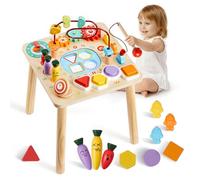 VEVOR Table Activité Montessori Bébé 6 Mois et Plus Table Apprentissage Montessori Bébé en Bois pour Éveil Développer Coordination Sens du Rythme Enfants Garçon Fille Cadeau d'anniversaire, 8 en 1