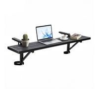 VEVOR Table Balcon Suspendue 124,5x24 cm Charge 27 kg Table de Balustrade | Pour Garde-corps Terrasse Jardin Extérieur de Rails 25-65 mm, Espacement Réglable Supports, Plateau Composite Bois-Plastique