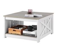 Table basse table de salon carrée avec rangement ouvert 800 mm gris blanc