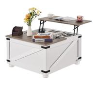 VEVOR Table basse de salon carrée plateau relevable rangement 800 mm gris blanc