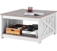 VEVOR Table basse table de salon carrée avec rangement ouvert 800 mm gris blanc