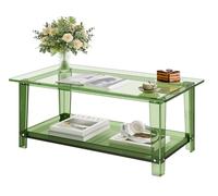 VEVOR Table basse en acrylique 50×80×40 cm – 2 niveaux avec étagère – Vert