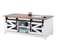VEVOR Table basse rectangulaire 2 niveaux portes de grange coulissantes 1210 mm
