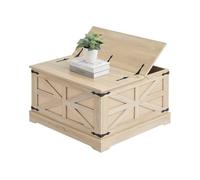 VEVOR Table Basse Rectangulaire, Table de Salon en Rotin, avec Plateau en MDF, Meuble de Rangement de Style Bohème Moderne de 80 cm, avec Charnières en Métal Rétro, pour Chambre et Petits Espaces