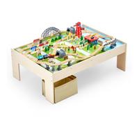 VEVOR Table Circuit Train Bois 120 PCS avec Rail de Train Bac Rangement Pliable
