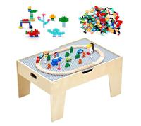 VEVOR Table Circuit Train Bois, avec 290 Briques de Construction 30 Accessoires, Ensemble Rail de Train et Véhicules, Grand Espace de Rangement, Table Activités Créativité pour Enfants 3 Ans et Plus