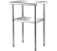 VEVOR Table commerciale en inox 61 x 45,7 x 91,4 cm, inox Table de travail à deux niveaux Table de découpe Gastro 181,4 kg + 91 kg de capacité de charge, table de cuisine commerciale, table de prépara