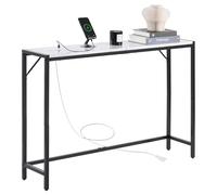 VEVOR Table Console en Marbre, Console d’Entrée Étroite et Longue avec Prise de Courant, Table d'Appoint Fine avec Tubes en Fer, Dispositif Anti-basculement et Support Triangulaire, Salon Couloir