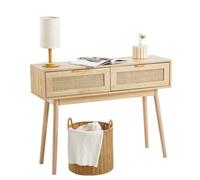 VEVOR Table console en rotin avec 2 tiroirs de rangement porte coulissante salon