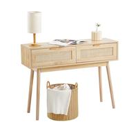 VEVOR Table console en rotin avec 2 tiroirs de rangement porte coulissante salon