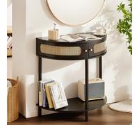 VEVOR Table console en rotin demi-lune table d'entrée 2 tiroirs 2 portes noir
