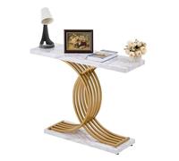 VEVOR Table Console étroite pour canapé, 100 x 30 x 81 cm, Table d'entrée Longue à 1 Niveau, Console Meuble avec Cadre en métal, pour Couloir, Salon et Chambre à Coucher, Imitation marbre Blanc