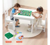VEVOR Table d'Activités pour Enfants avec 2 Chaises, Table de Jeu Multifonction, avec Plateau Double Face en Blocs de Construction, Grand Espace de Rangement, pour Garçons et Filles de 3 Ans et Plus