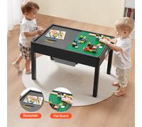 VEVOR Table d'Activités pour Enfants avec Plateau Double Face en Blocs de Construction, Table de Jeu Multifonction en Bois, 2 Bacs de Rangement de Grand Espace, pour Garçons, Filles de 3 Ans et Plus