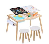 VEVOR Table d'Activités pour Enfants, Table d'Exploration Sensorielle avec 3 Bacs de Rangement et 1 Porte-Papier, Table d’Eau et de Sable en Bois, Intérieure/Extérieure, pour Dessiner et Étudier
