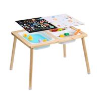 VEVOR Table d'Activités pour Enfants, Table d'Exploration Sensorielle en Bois, Table d’Eau et de Sable avec 3 Bacs de Rangement et Tableau Double Face, Intérieure/Extérieure, pour Dessiner et Étudier
