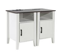 Table d'appoint de ferme carrée ports prise USB lumière LED lot de 2 blanc